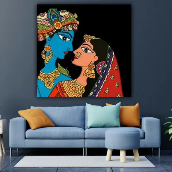 Multicolour_Beautiful_Canvas_Madhubani_Radha_Krishna_Painting_With_Frame_For_Living_Room_Wall_Decor_Big_Size_Large_Photo_Home_Decoration_|_Bedroom_|_Gifts_(48_By_24_Inches_|_120X60_Cm)