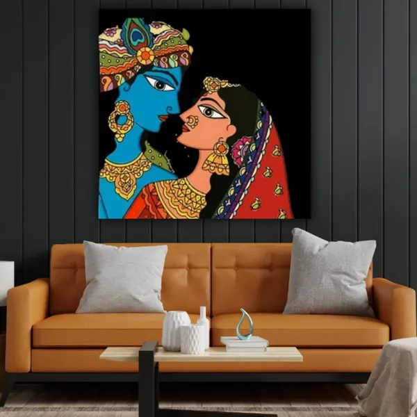 Multicolour_Beautiful_Canvas_Madhubani_Radha_Krishna_Painting_With_Frame_For_Living_Room_Wall_Decor_Big_Size_Large_Photo_Home_Decoration_|_Bedroom_|_Gifts_(48_By_24_Inches_|_120X60_Cm)