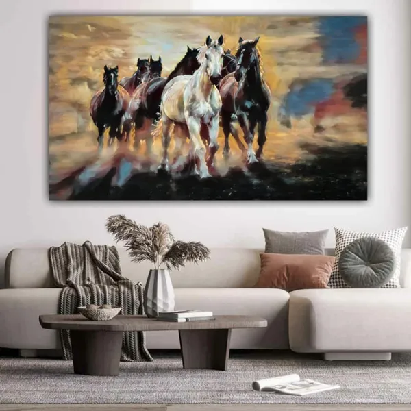 Multicolour_Beautiful_7_Seven_Running_Horses_Painting_For_Wall_Decoration_Big_Size_Wall_Painting_With_Frame_For_Living_Room|_Wall_Decor_|_Office_|_Gift_|_Canvas_Painting_(36_By_24_Inches)