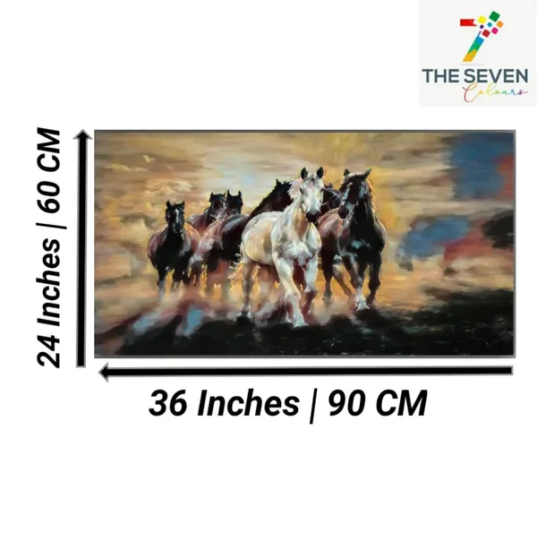 Multicolour_Beautiful_7_Seven_Running_Horses_Painting_For_Wall_Decoration_Big_Size_Wall_Painting_With_Frame_For_Living_Room|_Wall_Decor_|_Office_|_Gift_|_Canvas_Painting_(36_By_24_Inches)