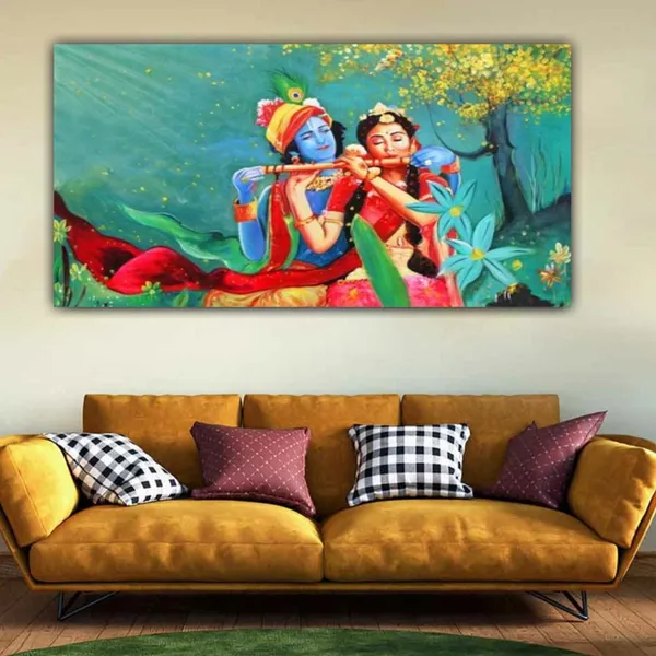Multicolour_Beautiful_Radha_Krishna_Painting_For_Living_Room_Wall_Decoration_Big_Large_Size_Photo_Frame_Abstract_Modern_Art_Paintings_(48_By_24_Inches_|_120_By_60_Cm)_(With_Frame)