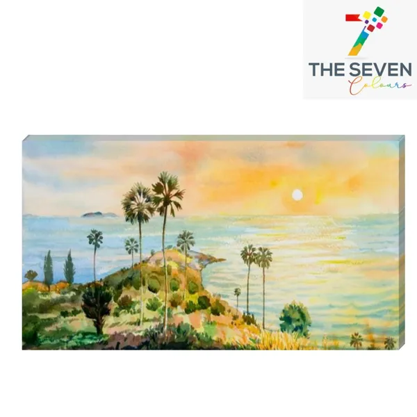 Multicolour_Beautiful_Trees_Near_River_Bank_Sunrise_Landscape_Paintings_Canvas_Abstract_Modern_Wall_Art_Decor_Big_Large_Size_Painting_For_Living_Room_(With_Frame)_(48_By_24_Inches)