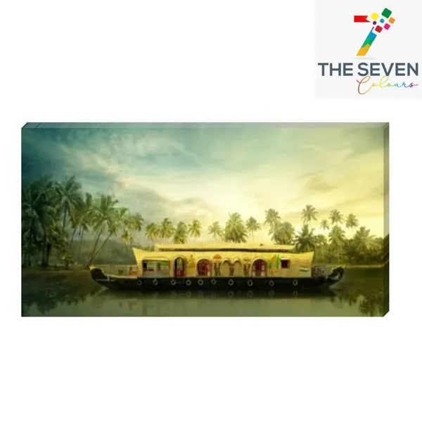 Multicolour_Beautiful_Boat_House_In_A_River_Landscape_Painting_Canvas_Abstract_Modern_Wall_Art_Decor_Big_Large_Size_Painting_Frame_For_Living_Room_(With_Frame)_(48_By_24_Inches)