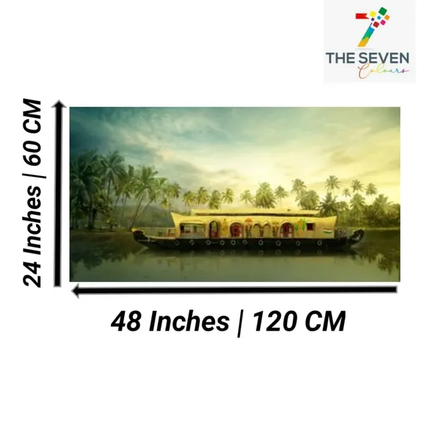 Multicolour_Beautiful_Boat_House_In_A_River_Landscape_Painting_Canvas_Abstract_Modern_Wall_Art_Decor_Big_Large_Size_Painting_Frame_For_Living_Room_(With_Frame)_(48_By_24_Inches)