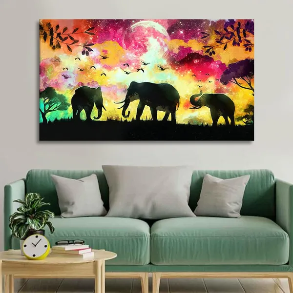 Multicolour_Beautiful_Multi_Colour_Elephant_Canvas_Painting_Wall_Frame_Wall_Decor_|_Modern_Art_Canvas_Painting_(Ready_To_Hang)_(60_By_30_Inches)