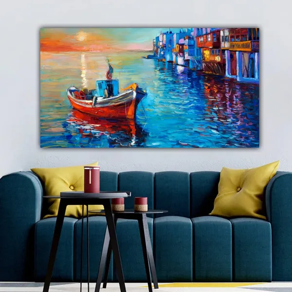 Multicolour_Beautiful_Canvas_Landscape_Painting_Vintage_Sailboat_Abstract_Modern_Wall_Art_Decor_Big_Large_Size_Paintings_For_Living_Room_(48_By_24_Inches_|_120_By_60_Cm)_(With_Frame)
