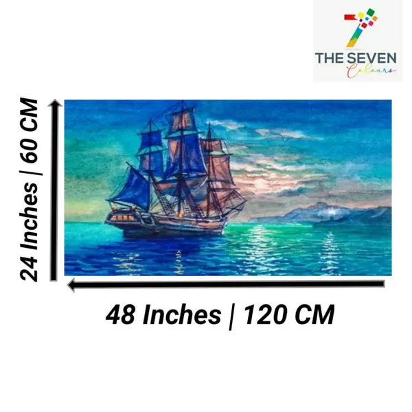 Multicolour_Beautiful_Canvas_Landscape_Painting_Vintage_Sailboat_Abstract_Modern_Wall_Art_Decor_Big_Large_Size_Paintings_For_Living_Room_(48_By_24_Inches_|_120_By_60_Cm)_(With_Frame)