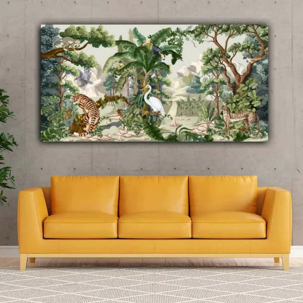 Multicolour_Beautiful_Wildlife_Jungle_Landscape_Paintings_Canvas_Abstract_Modern_Wall_Art_Decor_Big_Large_Painting_For_Living_Room_(With_Frame)_(48_By_24_Inches_|_120_By_60_Cm)