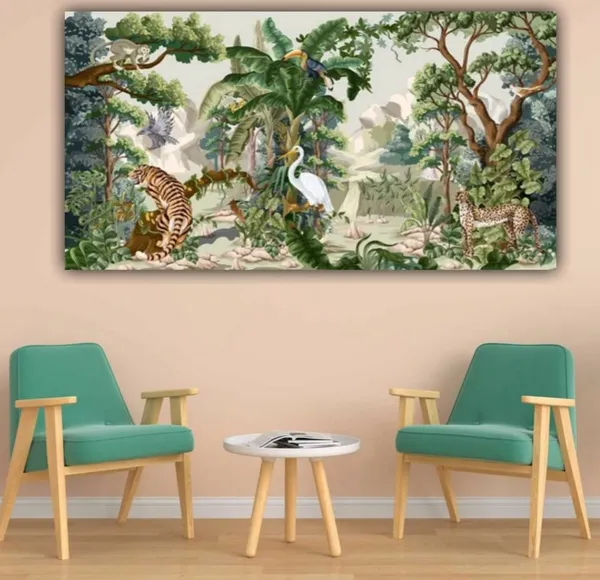 Multicolour_Beautiful_Wildlife_Jungle_Landscape_Paintings_Canvas_Abstract_Modern_Wall_Art_Decor_Big_Large_Painting_For_Living_Room_(With_Frame)_(48_By_24_Inches_|_120_By_60_Cm)