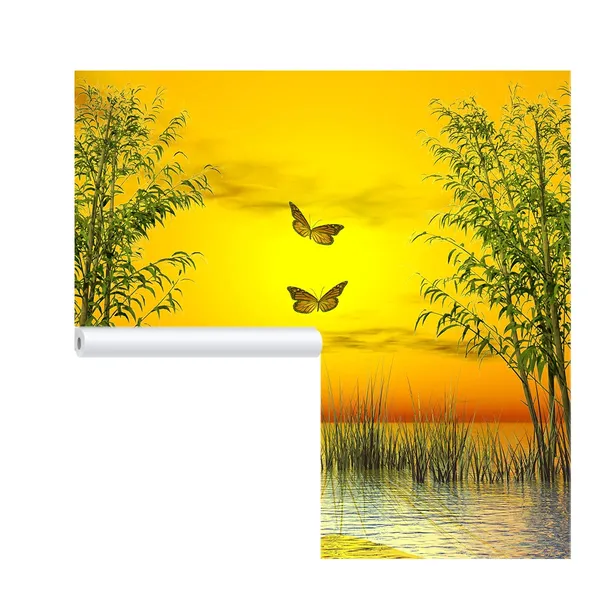 Multicolour_Self_Adhesive_Wallpapers_River_Front_And_Butterflies_Vinyl_For_Wall_Decors_|_Floors_|_Flooring_Roll_|_Home_Decoration_|_Bedroom_(120X144_Inches)
