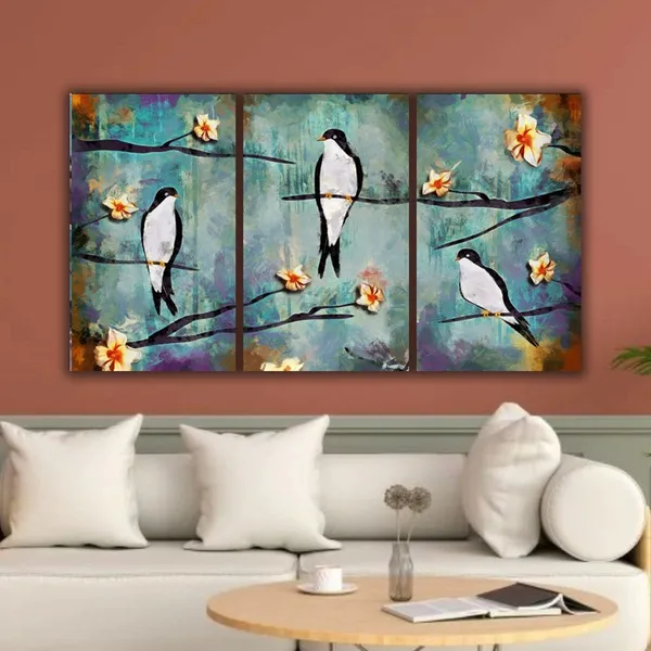 Multicolour_Beautiful_Bird_On_A_Floral_Tree_Abstract_Paintings_Modern_Wall_Art_Decor_Set_Of_3_Multiple_Frame_Big_Large_Size_Painting_For_Living_Room_(18_By_24_Inches_Each)