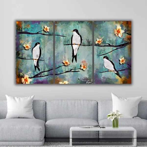 Multicolour_Beautiful_Bird_On_A_Floral_Tree_Abstract_Paintings_Modern_Wall_Art_Decor_Set_Of_3_Multiple_Frame_Big_Large_Size_Painting_For_Living_Room_(18_By_24_Inches_Each)