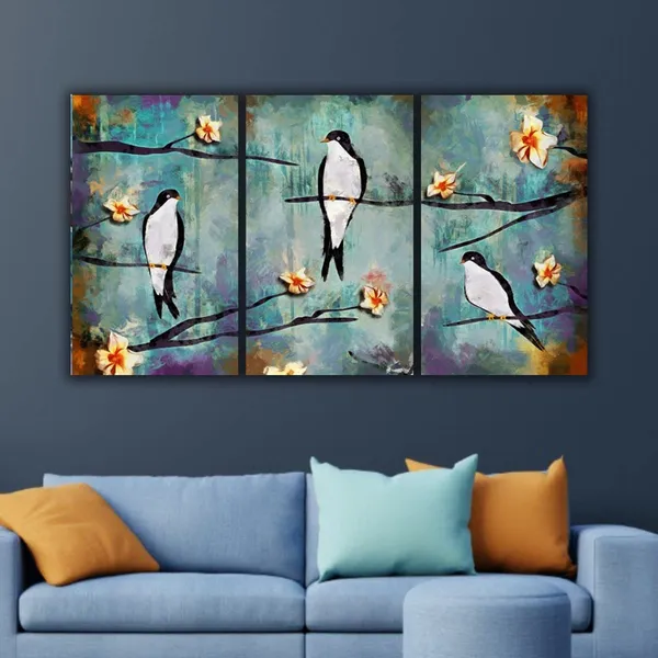 Multicolour_Beautiful_Bird_On_A_Floral_Tree_Abstract_Paintings_Modern_Wall_Art_Decor_Set_Of_3_Multiple_Frame_Big_Large_Size_Painting_For_Living_Room_(18_By_24_Inches_Each)