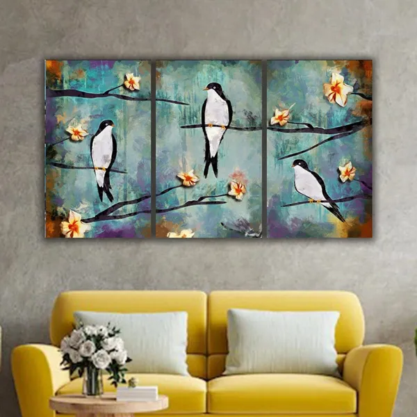Multicolour_Beautiful_Bird_On_A_Floral_Tree_Abstract_Paintings_Modern_Wall_Art_Decor_Set_Of_3_Multiple_Frame_Big_Large_Size_Painting_For_Living_Room_(18_By_24_Inches_Each)