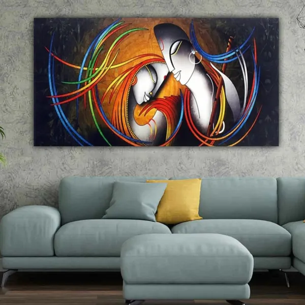Multicolour_Abstract_Radha_Krishna_Painting_Canvas_With_Frame_Big_Large_Size_Wall_Painting_Frame_Wall_Decor_|_Canvas_Painting_|_Home_Decoration_(Ready_To_Hang)_(48_By_24_Inches)