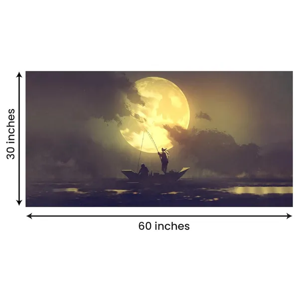 Multicolour_Beautiful_Large_Moon_Set_In_Background_Canvas_Painting_Wall_Frame_Wall_Decor_|_Modern_Art_Canvas_Painting_(Ready_To_Hang)_(60_By_30_Inches)