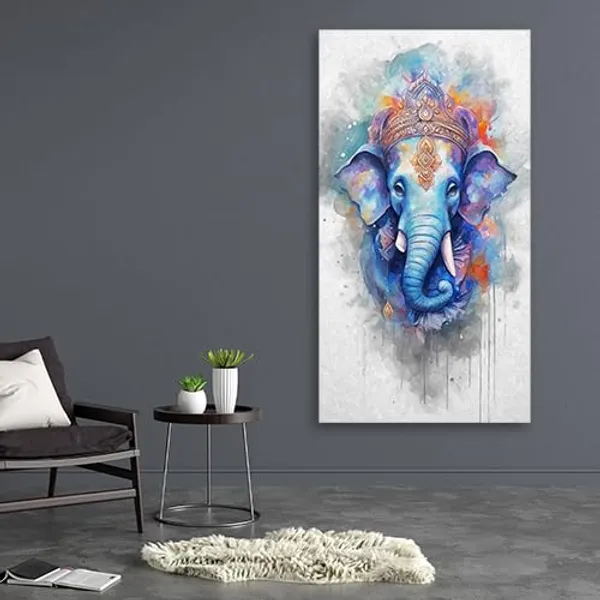 Multicolour_Beautiful_Lord_Ganesha_Painting_Canvas_Wall_Frame_For_Living_Room_Wall_Decor_|_Lord_Ganesh_Ji_Ganpati_Painting_With_Frame_|_Canvas_Painting_(Ready_To_Hang)_(30_By_60_Inches)