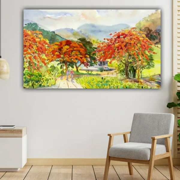 Multicolour_Beautiful_Canvas_Landscape_Paintings_Autumn_Red_Orange_Flower_Trees_Modern_Wall_Art_Decor_Abstract_Designs_Big_Large_Size_Paintings_(With_Frame)_(18_By_24_Inches)