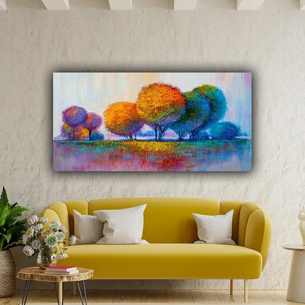 Multicolour_Beautiful_Canvas_Paintings_Red_Flower_Tree_Landscape_Modern_Wall_Art_Painting_Big_Size_For_Living_Room_|_Bedroom_(With_Wooden_Frame)_(60_By_30_Inches)