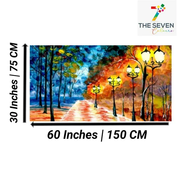 Multicolour_Beautiful_Autumn_City_Night_Landscape_Painting_Canvas_Modern_Wall_Art_Decor_Big_Large_Size_Paintings_For_Living_Room_(With_Frame)_(60_By_30_Inches_|_150_By_75_Cm)