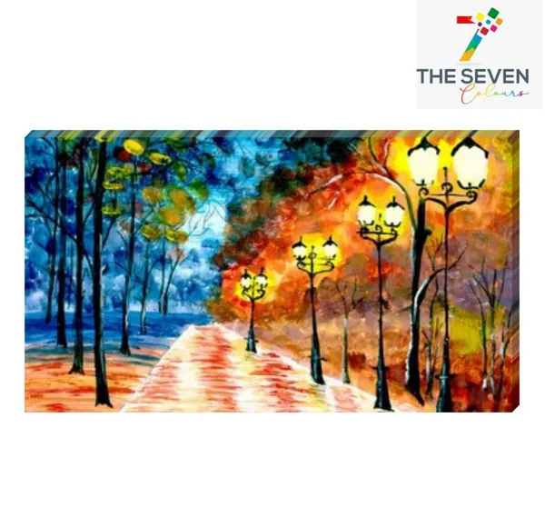 Multicolour_Beautiful_Autumn_City_Night_Landscape_Painting_Canvas_Modern_Wall_Art_Decor_Big_Large_Size_Paintings_For_Living_Room_(With_Frame)_(60_By_30_Inches_|_150_By_75_Cm)