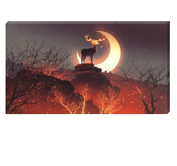 Multicolour_Canvas_Paintings_For_Living_Room_Beautiful_Deer_In_Forest_Wall_Art_Painting_(With_Frame)_(36_By_24_Inches)