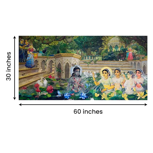 Multicolour_Lord_Krishna_Painting_Canvas_Wall_Frame_Wall_Decor,_Big_Size_Canvas_Painting_With_Frame_|_Canvas_Painting_|_Lord_Krishna_With_Gopis_Painting_(Ready_To_Hang)_(60_By_30_Inches)