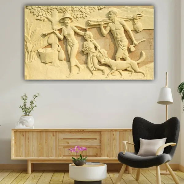 Multicolour_3D_Canvas_Paintings_Miniature_Art_A_Farmer_Family_Beautiful_Modern_Wall_Art_Decor_Big_Large_Size_Painting_Frame_For_Living_Room_(With_Frame)_(48_By_24_Inches_|_120_By_60_Cm)