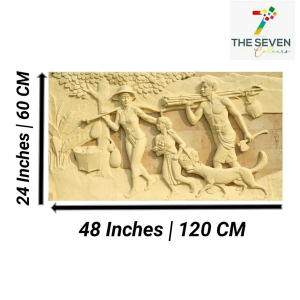 Multicolour_3D_Canvas_Paintings_Miniature_Art_A_Farmer_Family_Beautiful_Modern_Wall_Art_Decor_Big_Large_Size_Painting_Frame_For_Living_Room_(With_Frame)_(48_By_24_Inches_|_120_By_60_Cm)