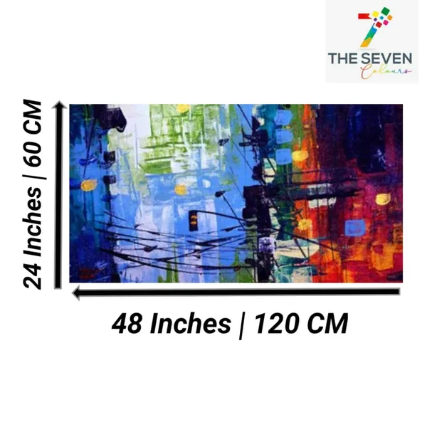 Multicolour_Beautiful_Cityscape_Abstract_Painting_Canvas_Modern_Art_Wall_Decor_Landscape_Paintings_Frame_Big_Large_Size_For_Living_Room_(With_Frame)_(48_By_24_Inches)