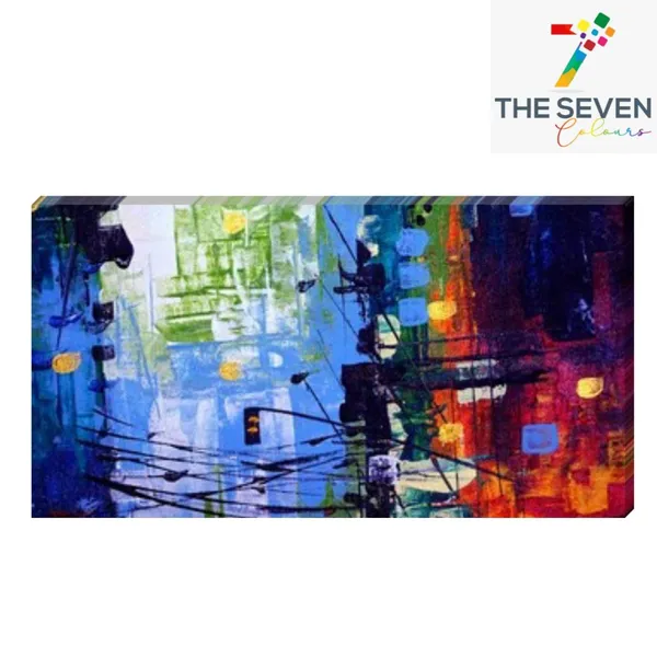 Multicolour_Beautiful_Cityscape_Abstract_Painting_Canvas_Modern_Art_Wall_Decor_Landscape_Paintings_Frame_Big_Large_Size_For_Living_Room_(With_Frame)_(48_By_24_Inches)