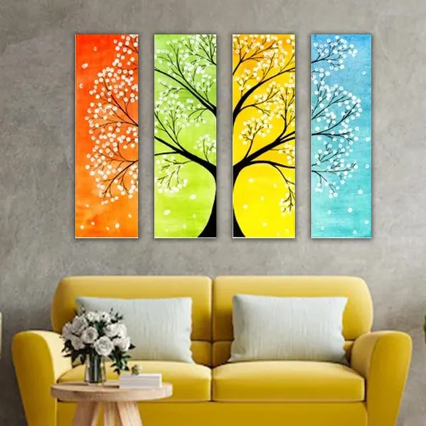 Multicolour_Beautiful_All_Season_Paintings_A_Tree_Look_In_Spring_Summer_Autumn_And_Winter_Modern_Wall_Art_Decor_Set_Of_4_Multiple_Frames_Big_Large_Size_Paintings_(12_By_24_Inches_Each)
