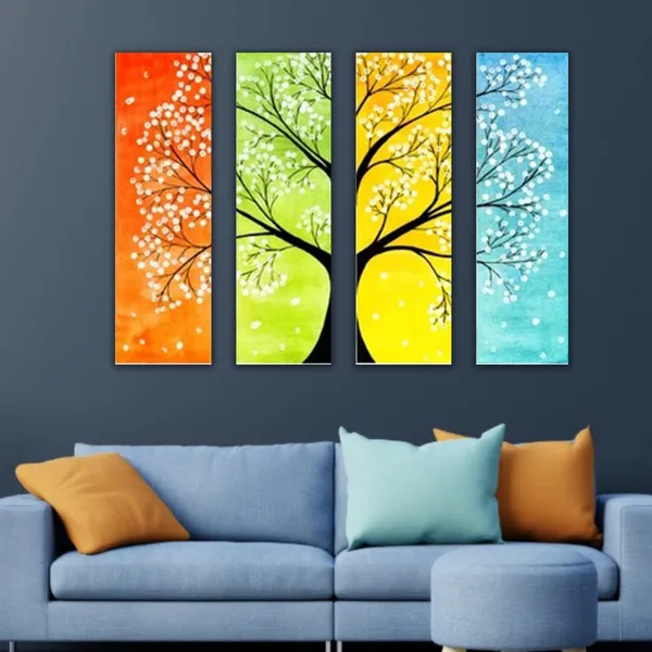 Multicolour_Beautiful_All_Season_Paintings_A_Tree_Look_In_Spring_Summer_Autumn_And_Winter_Modern_Wall_Art_Decor_Set_Of_4_Multiple_Frames_Big_Large_Size_Paintings_(12_By_24_Inches_Each)