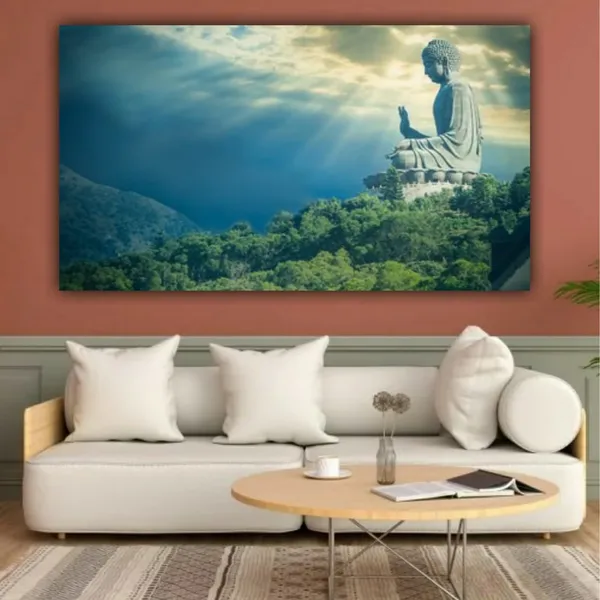 Multicolour_Beautiful_Buddha_Statue_Canvas_Painting_For_Living_Room_Big_Size_Office_Walls_(With_Frame)_(60_By_30_Inches)