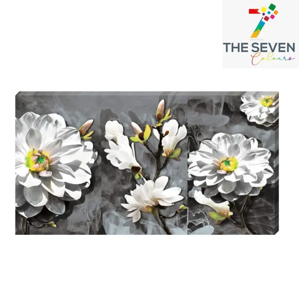 Multicolour_Beautiful_White_Lily_Flower_Painting_Canvas_Abstract_Modern_Art_Wall_Decor_Big_Large_Size_For_Living_Room_|_Bedroom_(48_By_24_Inches)_(With_Frame)