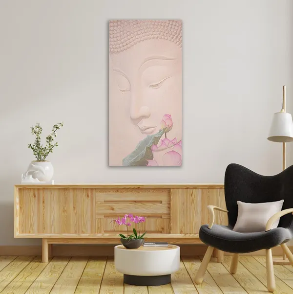 Multicolour_Beautiful_Lord_Buddha_Painting_Canvas_Wall_Frame_Wall_Decor,_Large_Size_Canvas_Painting_With_Frame_|_Canvas_Painting_|_Buddha_Painting_(Ready_To_Hang)_(24_By_48_Inches)
