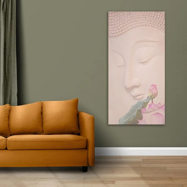 Multicolour_Beautiful_Lord_Buddha_Painting_Canvas_Wall_Frame_Wall_Decor,_Large_Size_Canvas_Painting_With_Frame_|_Canvas_Painting_|_Buddha_Painting_(Ready_To_Hang)_(24_By_48_Inches)