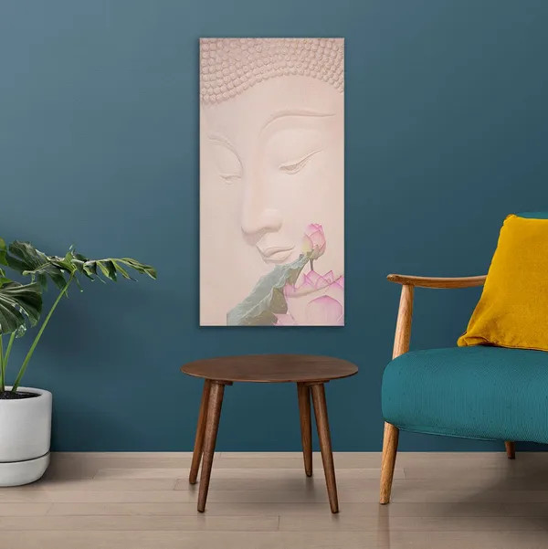 Multicolour_Beautiful_Lord_Buddha_Painting_Canvas_Wall_Frame_Wall_Decor,_Large_Size_Canvas_Painting_With_Frame_|_Canvas_Painting_|_Buddha_Painting_(Ready_To_Hang)_(24_By_48_Inches)