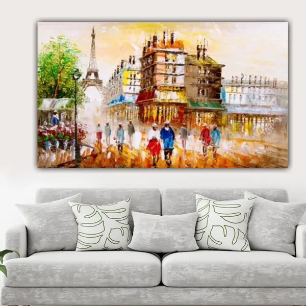 Multicolour_Landscape_Canvas_Painting_Frame_Wall_Decor_Street_View_Of_Paris_Painting_|_Big_Large_Size_Wall_Painting_Frame_|_Canvas_Painting_(Ready_To_Hang)_(60_By_30_Inches)