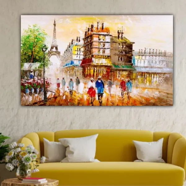 Multicolour_Landscape_Canvas_Painting_Frame_Wall_Decor_Street_View_Of_Paris_Painting_|_Big_Large_Size_Wall_Painting_Frame_|_Canvas_Painting_(Ready_To_Hang)_(60_By_30_Inches)