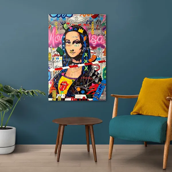 Multicolour_Abstract_Canvas_Painting_Wall_Decor_Monalisa_|_Canvas_Painting_|_Large_Size_Painting_|_Modern_Wall_Art_(With_Frame)_(Ready_To_Hang)_(24_By_48_Inches)
