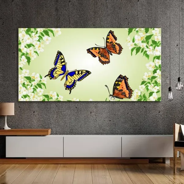 Multicolour_Beautiful_Abstract_Painting_Of_Butterflies_On_Flowers_Canvas_Painting_Wall_Frame_Wall_Decor_For_Living_Room_|_Modern_Art_Canvas_Painting_(Ready_To_Hang)_(60_By_30_Inches)