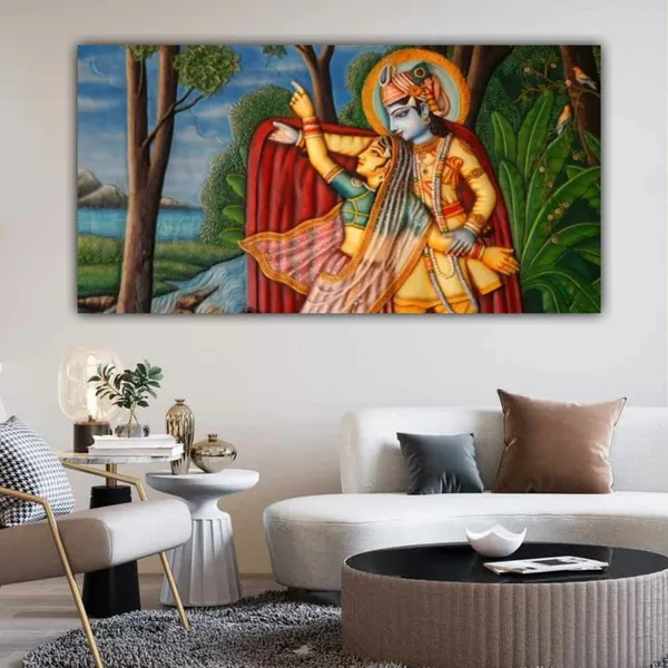 Multicolour_Madhubani_Radha_Krishna_Painting_Frame_For_Living_Room_Drawing_Room_Wall_Decor_Big_Size_Large_Modern_Wall_Art_For_Home_Decoration_|_Office_|_Gifts_(48X24_Inches)