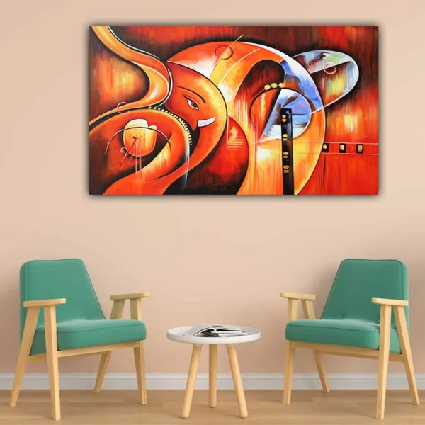Multicolour_Beautiful_Ganesha_Paintings_Abstract_Art_Canvas_Wall_Art_For_Living_Room_Big_Size_(With_Wooden_Framing)_(48_By_24_Inches)