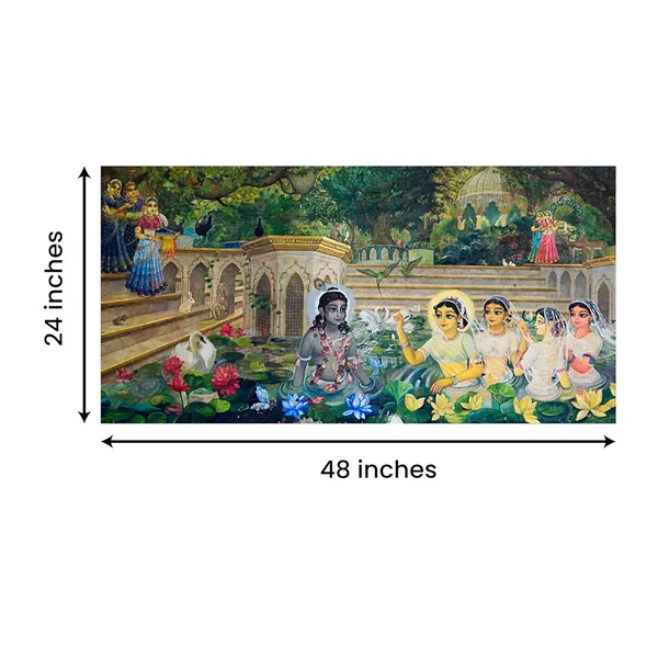 Multicolour_Lord_Krishna_Painting_Canvas_Wall_Frame_Wall_Decor,_Big_Size_Canvas_Painting_With_Frame_|_Canvas_Painting_|_Lord_Krishna_With_Gopis_Painting_(Ready_To_Hang)_(48_By_24_Inches)