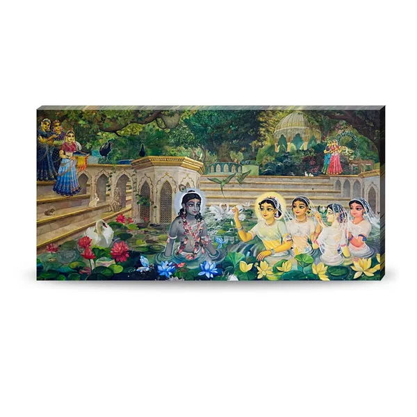 Multicolour_Lord_Krishna_Painting_Canvas_Wall_Frame_Wall_Decor,_Big_Size_Canvas_Painting_With_Frame_|_Canvas_Painting_|_Lord_Krishna_With_Gopis_Painting_(Ready_To_Hang)_(48_By_24_Inches)