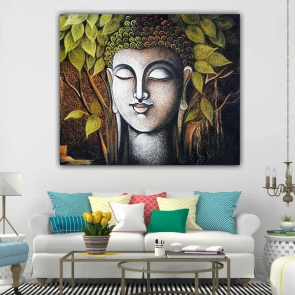 Multicolour_Beautiful_Buddha_Painting_Canvas_Modern_Wall_Art_Decor_Small_Paintings_For_Living_Room_|_Bedroom_|_Office_Walls_(24_By_24_Inches)_(With_Frame)
