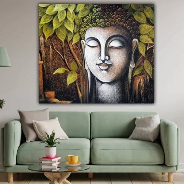 Multicolour_Beautiful_Buddha_Painting_Canvas_Modern_Wall_Art_Decor_Small_Paintings_For_Living_Room_|_Bedroom_|_Office_Walls_(24_By_24_Inches)_(With_Frame)