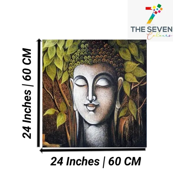Multicolour_Beautiful_Buddha_Painting_Canvas_Modern_Wall_Art_Decor_Small_Paintings_For_Living_Room_|_Bedroom_|_Office_Walls_(24_By_24_Inches)_(With_Frame)
