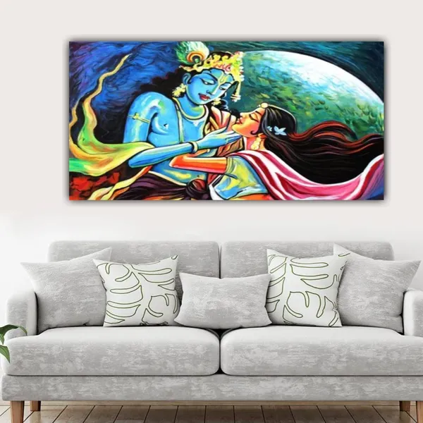 Multicolour_Beautiful_Canvas_Madhubani_Radha_Krishna_Painting_With_Frame_For_Living_Room_Wall_Decor_Big_Size_Large_Photo_Home_Decoration_|_Bedroom|_Gifts_(48X24_Inches_|_120X60_Cm)